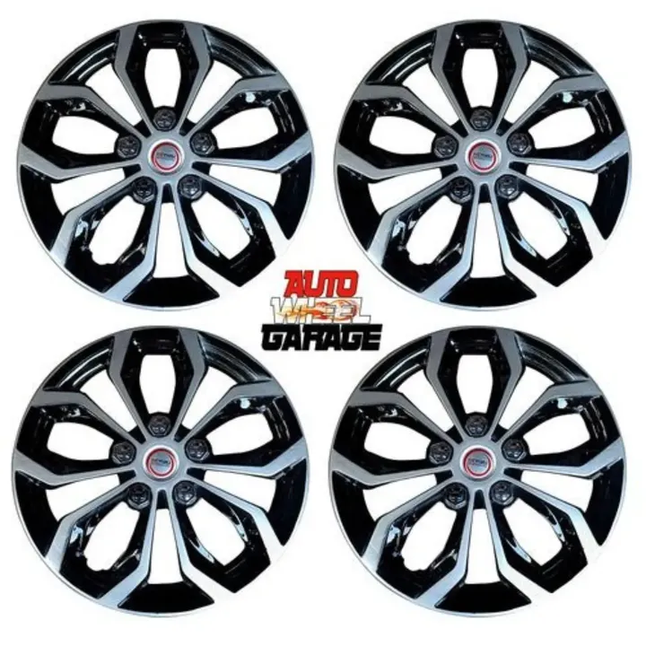 Hotwheelz Sporty Dual Color Silver Black 14-inch Wheel Cover with Rings