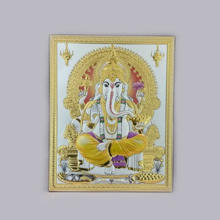Fine Silver Tabletop Plaque of Ganesha