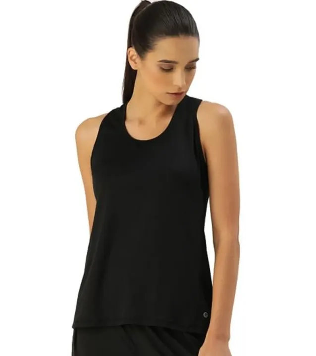 ENAMOR E115 ATHLEISURE DRY FIT ACTIVE RACER TANK TOP- Black