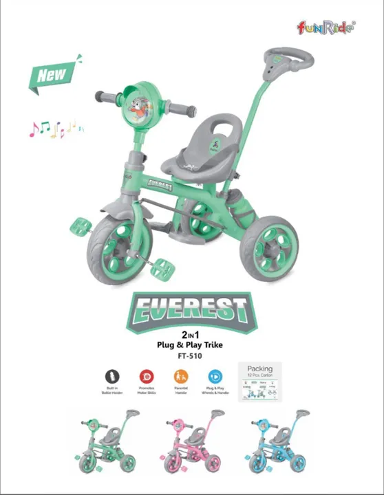 Everest 3 in 1 tricycle with handle