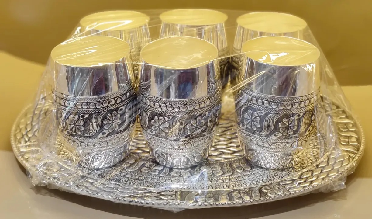 Silver glass and tray set
