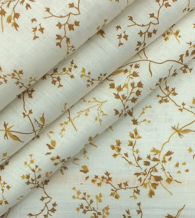 Pure Linen Floral Printed Fabric