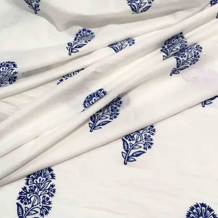 Kashmir Flower Block Printed Linen Fabric