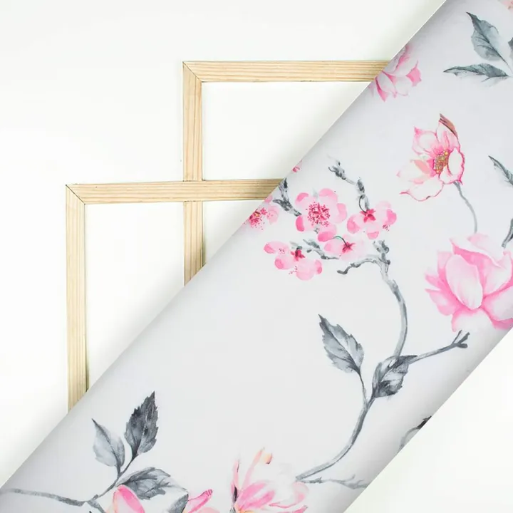 Pink Floral Pattern Print Fabric