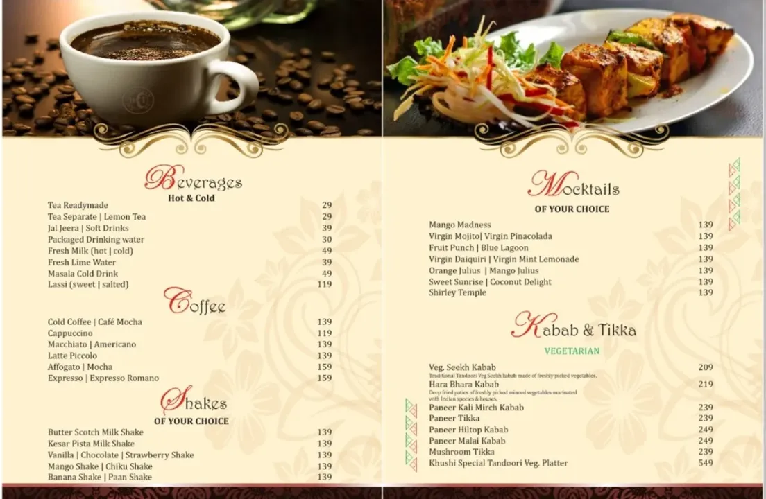 Khushi Cafe Restaurant Menu