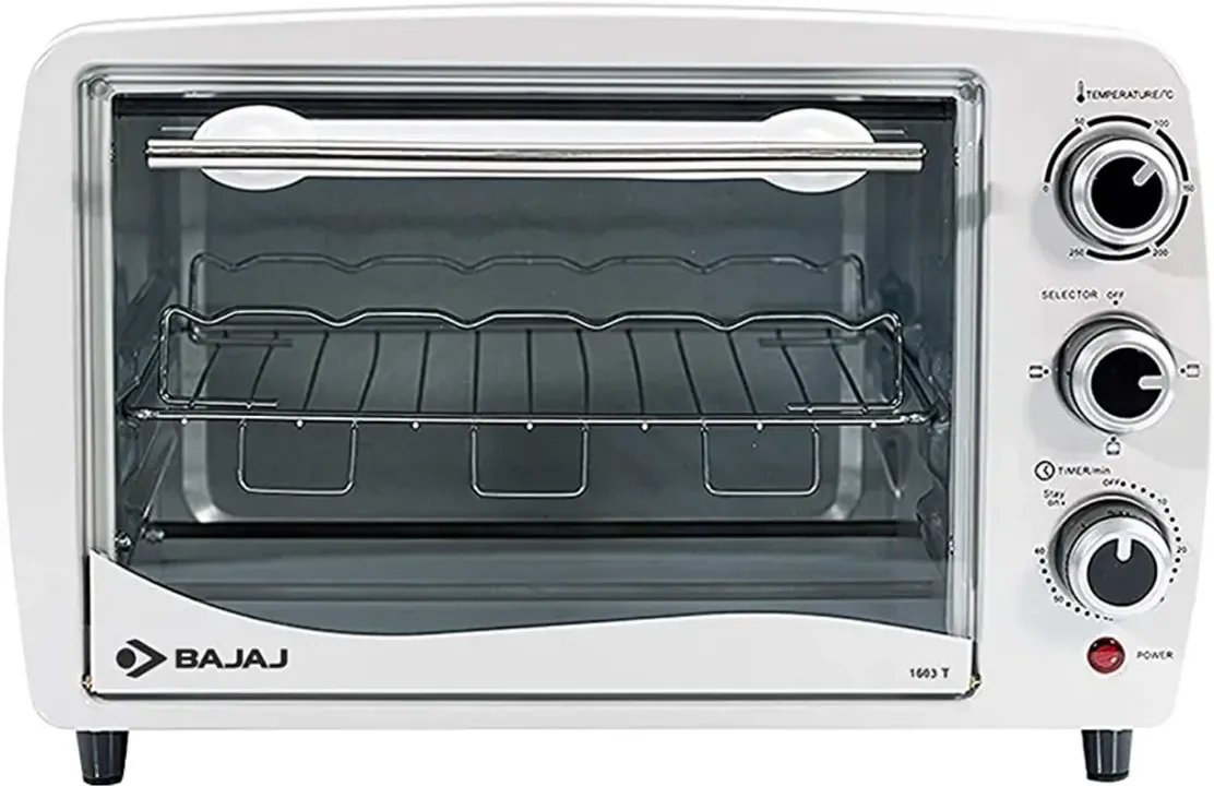 Bajaj 1603T 16 Litre Oven Toaster Grill (16 Litres OTG) with Baking & Grilling Accessories, Oven for Kitchen with Transparent Glass Door,