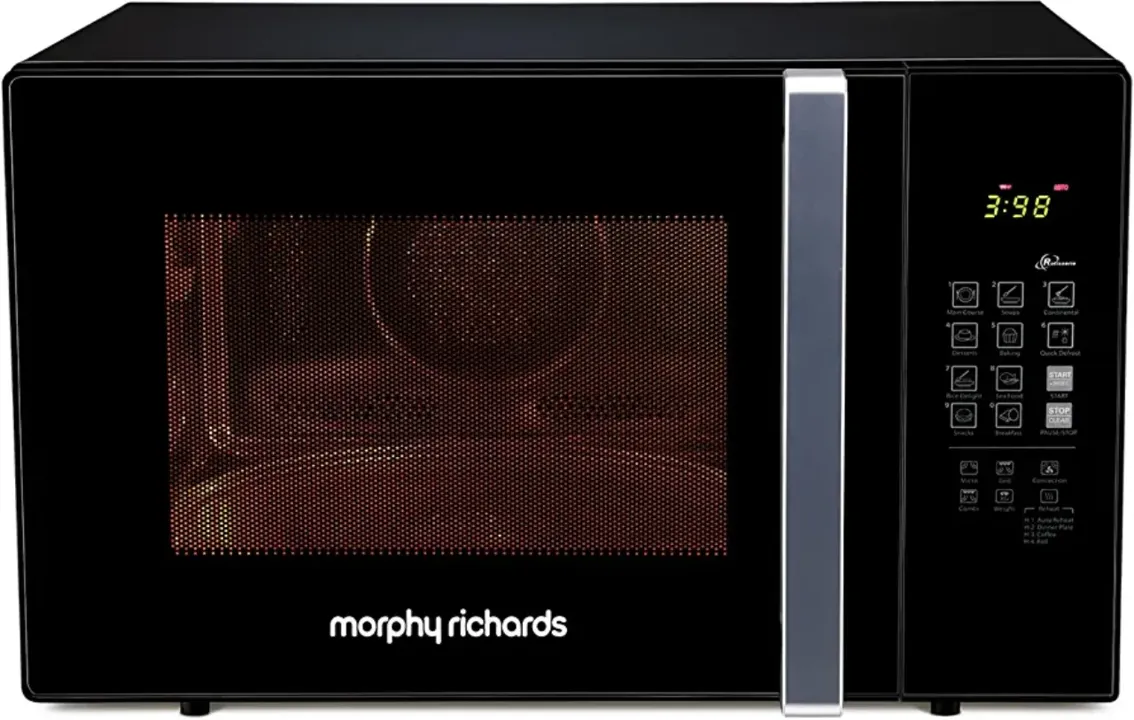 Morphy Richards 30 MCGR Deluxe 30L Convection Microwave Oven with Motorised Rotisserie, 200 Autocook Menus and Child Lock Feature, Black