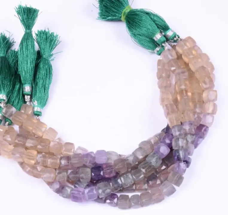AAA Quality Multi Fluorite Faceted Box Beads
