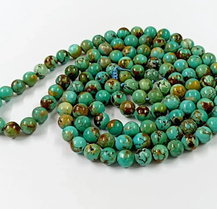 Arizona Turquoise Smooth ,108 Beads Hand Made Necklace