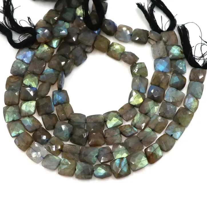 Labradorite With Blue Fire Faceted Square Shape Beads