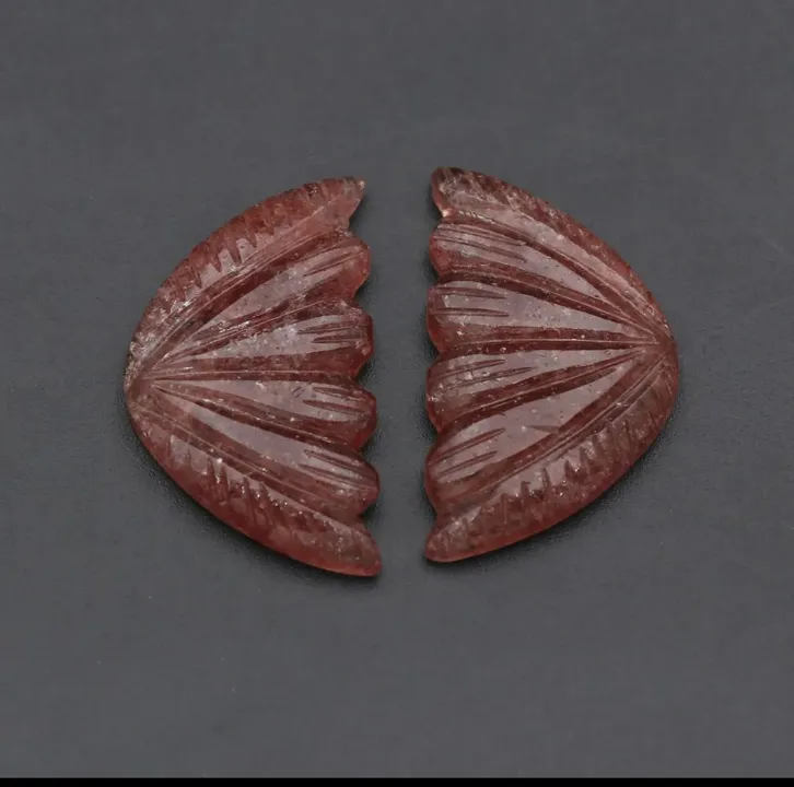 Carved Natural Strawberry Butter Flay Pair