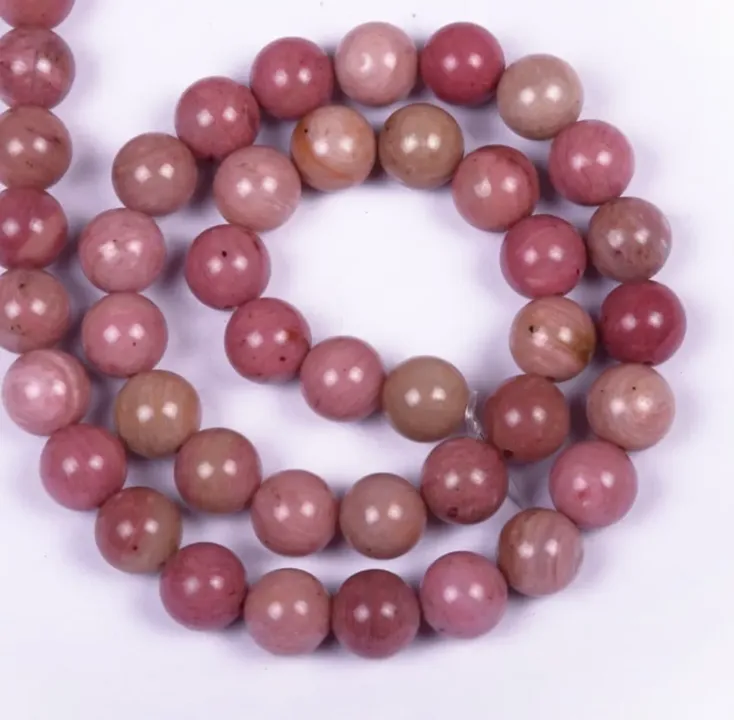 Pink Rhodonite Smooth Plain Round Shape Beads