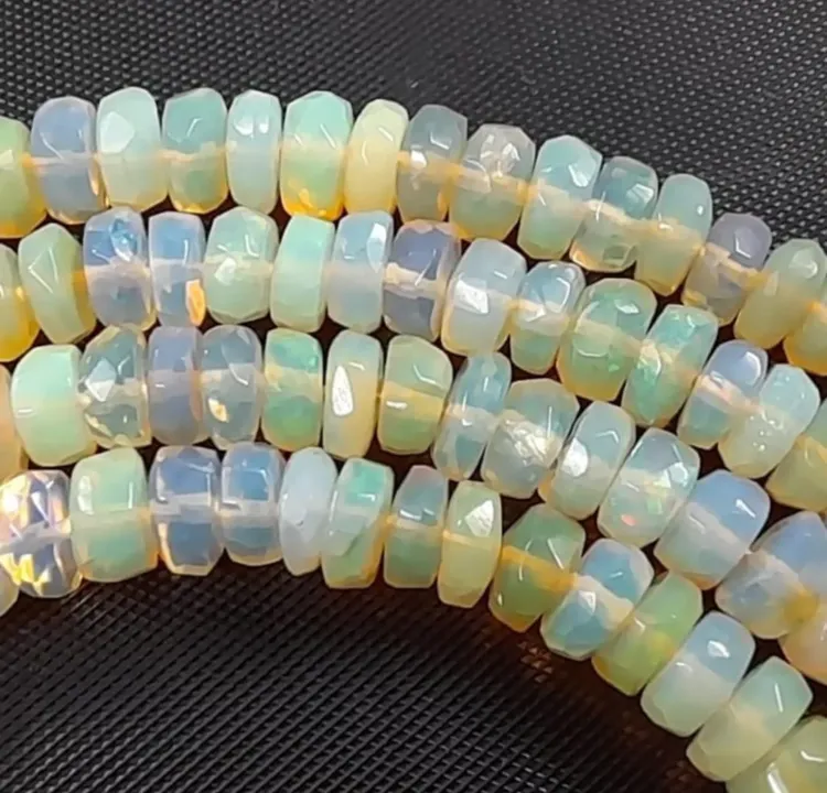 Beautiful Fire Ethiopian Opal Faceted Roundel Shape Beads