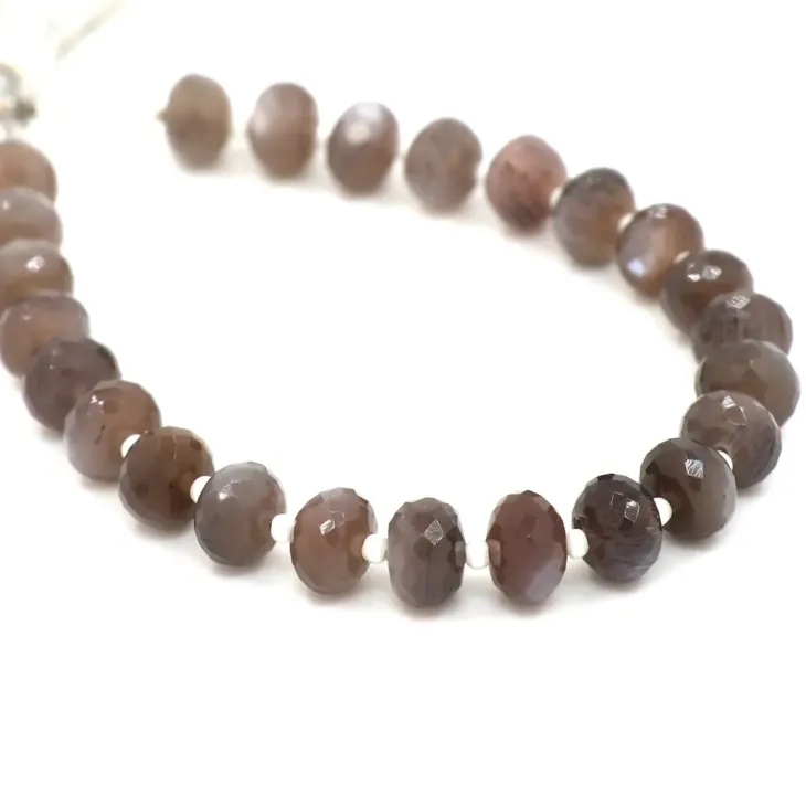 Gorgeous Chocolate Moonstone Rondelle Faceted Beads