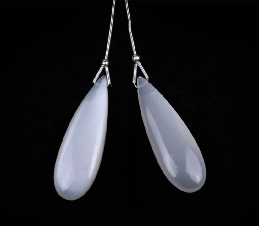 White Moonstone Smooth Pair Side Drilled Pears Shape