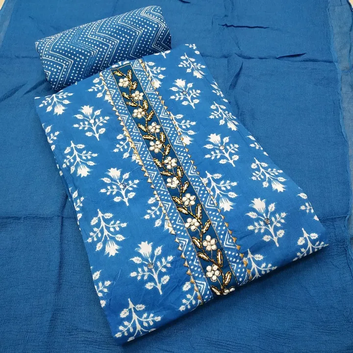 Embroided Suit Fabric With Dupatta