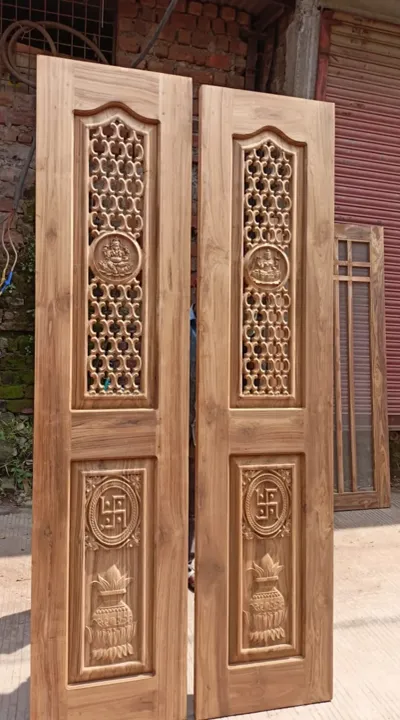 Teak Wood Designer Pooja Room Door