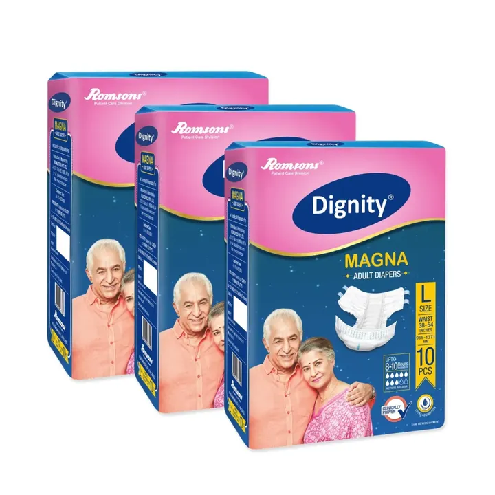 Dignity Magna Adult Diapers Large, 3*10 Count