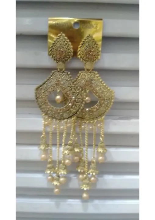 Metal Party Ladies Golden Drop Earrings