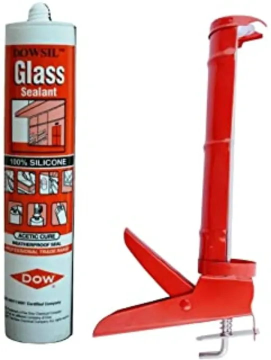 DOW CORNING Silicone 300ml Glass Glue Sealant with Caulking Gun Applicator