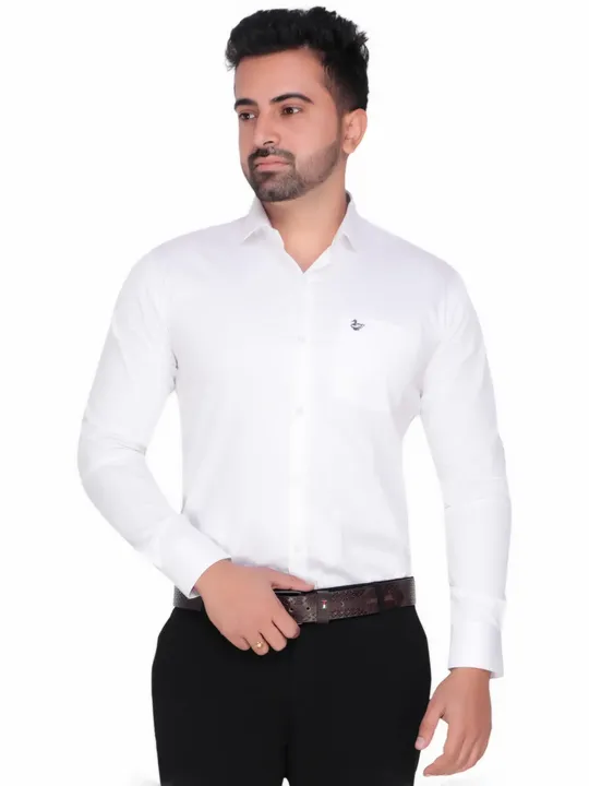 White Shirt in Cotton Satin Blend