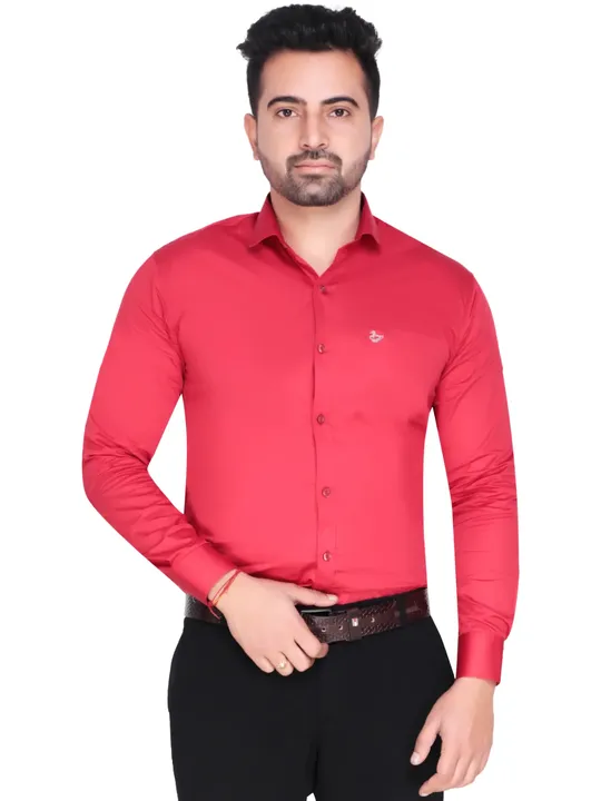 Red Shirt in Cotton Satin Blend