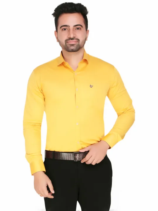 Yellow Shirt in Cotton Satin Blend