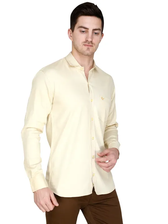 Casual Shirt in Cream in Cotton Drill