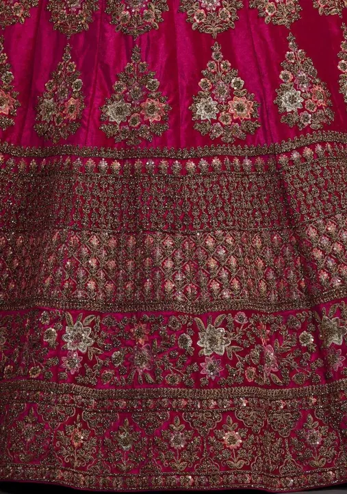 Rani Pink Stonework Velvet Semi-Stitched Lehenga