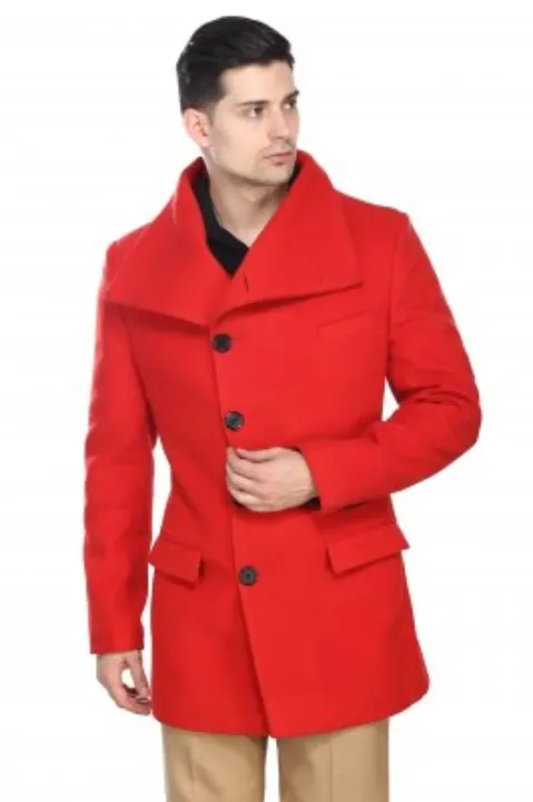 Tomato red Fleece designer middle length coat