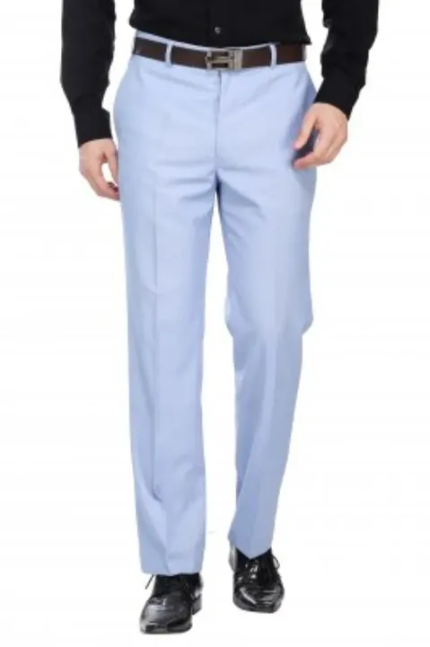 Sky blue uncrushable trouser , fine fabric