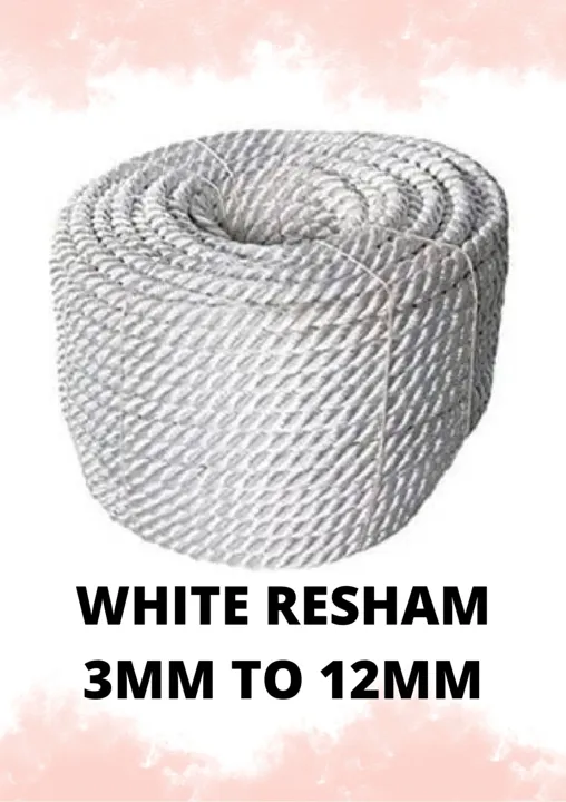 White Resham 3MM To 12MM