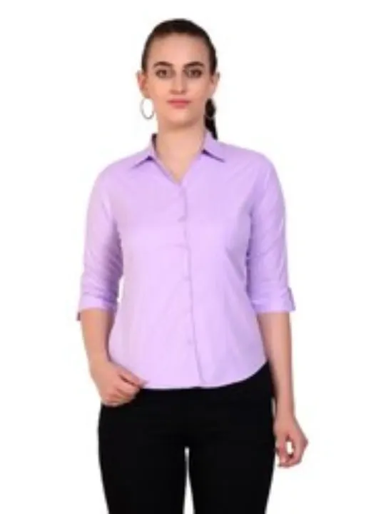 Women's 3/4th Sleeves Purple Formal Shirt