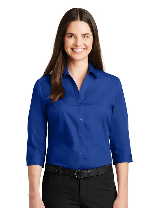 Women's 3/4th Sleeves Royal Blue Formal Shirt