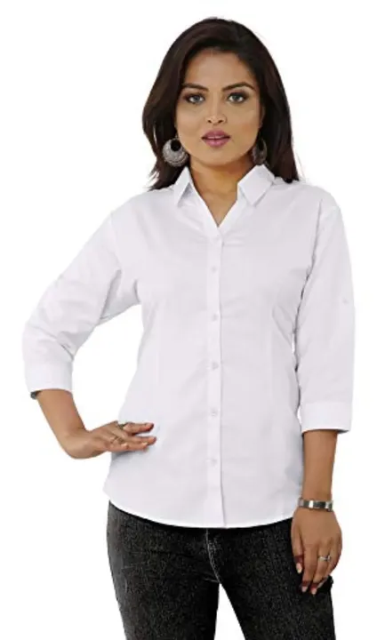 Women's 3/4th Sleeves White Formal Shirt