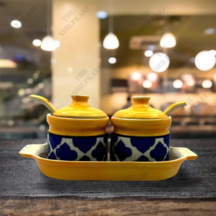 Yellow Blue Spoon Pickle Set