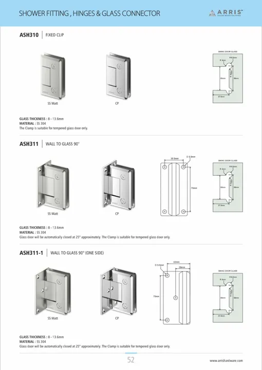 Shower Fitting, Hinges & Glass Connector