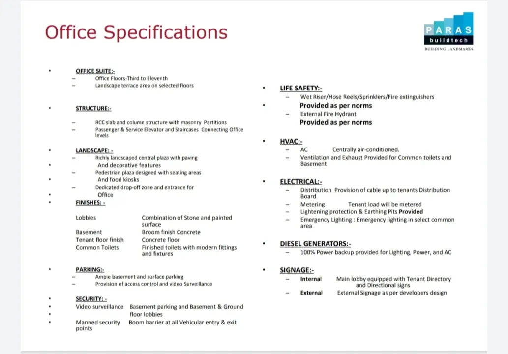 Office Specifications