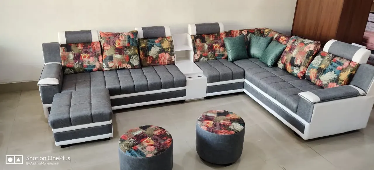 Sofa Set L Shape with Cup Holder