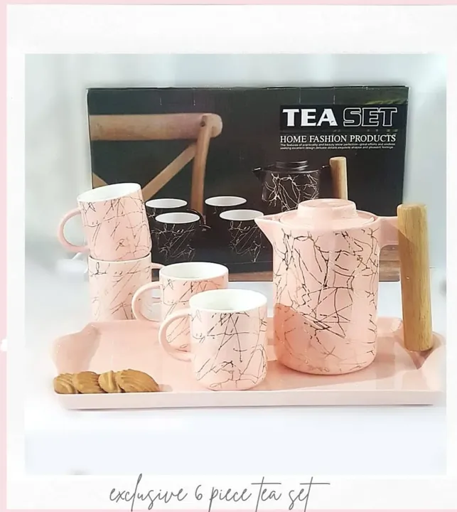 Pastel Pink Tea set with kettle 6pcs