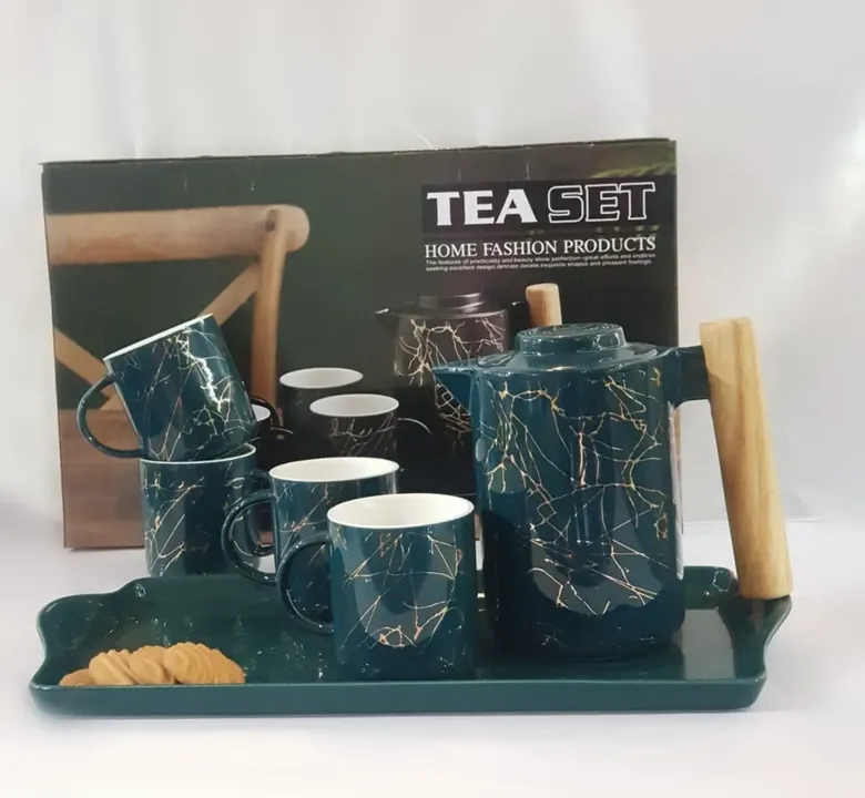 Refreshing Teal Tea set with kettle 6pcs