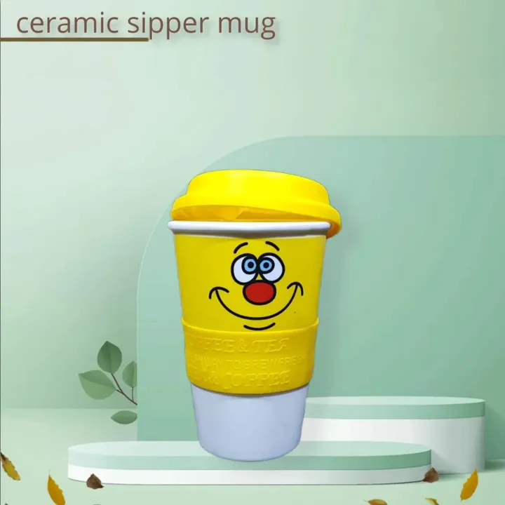 Ceramic sipper mug with lid