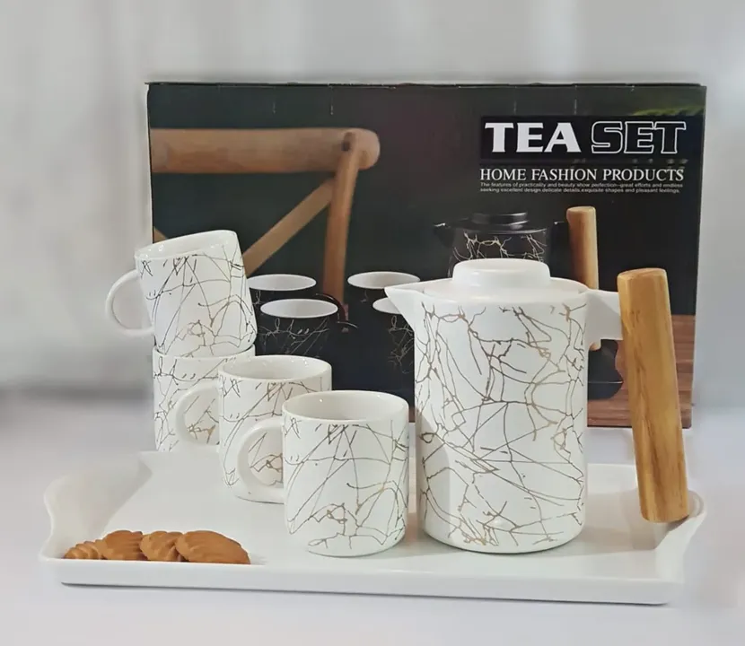Ivory White Tea set with kettle 6 pcs