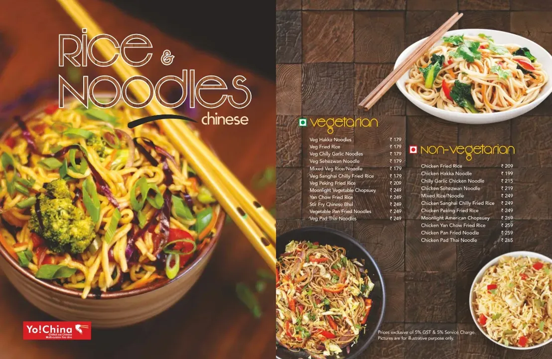 Restaurant Menu Rice Noodles Chinese