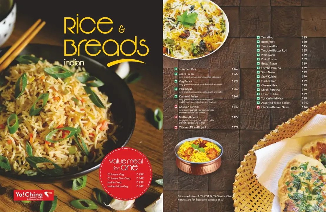 Restaurant Menu Rice Breads